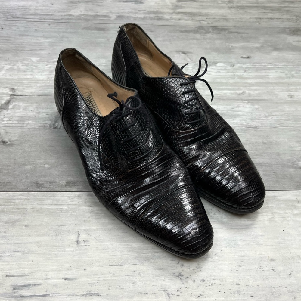 Traversi of Fratelli Dark Brown Lizard Skin Oxfords 9.5 D